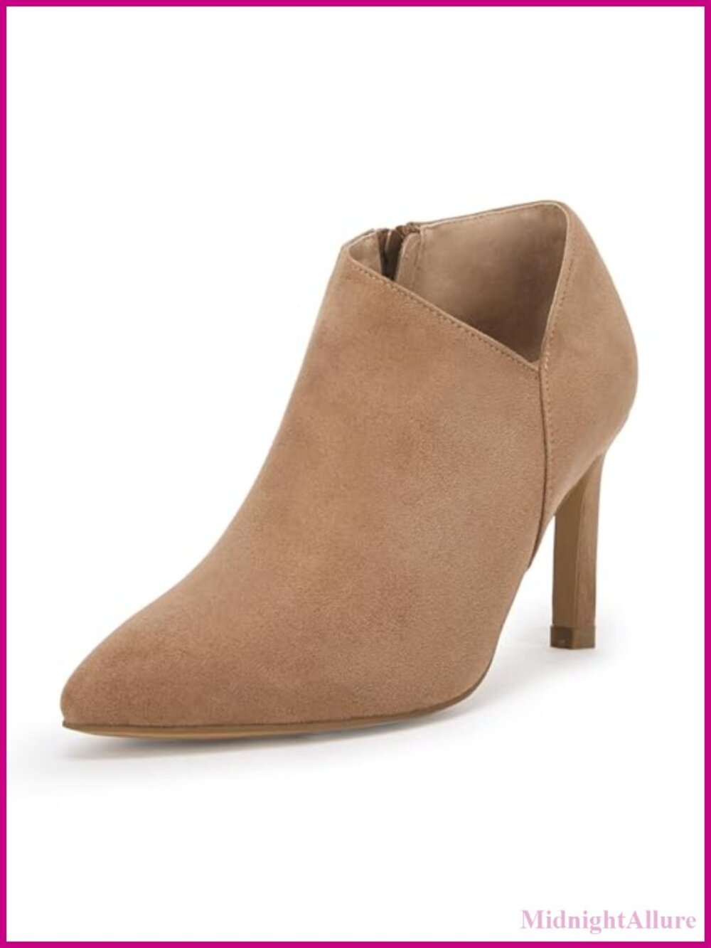 Pointed Toe V Cut Ankle Boots Kitten Heel Side Zip Office Booties